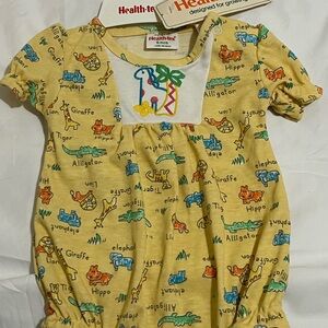 Vintage Healthtex Yellow Safari Baby Romper Size 9 Months New with Tags